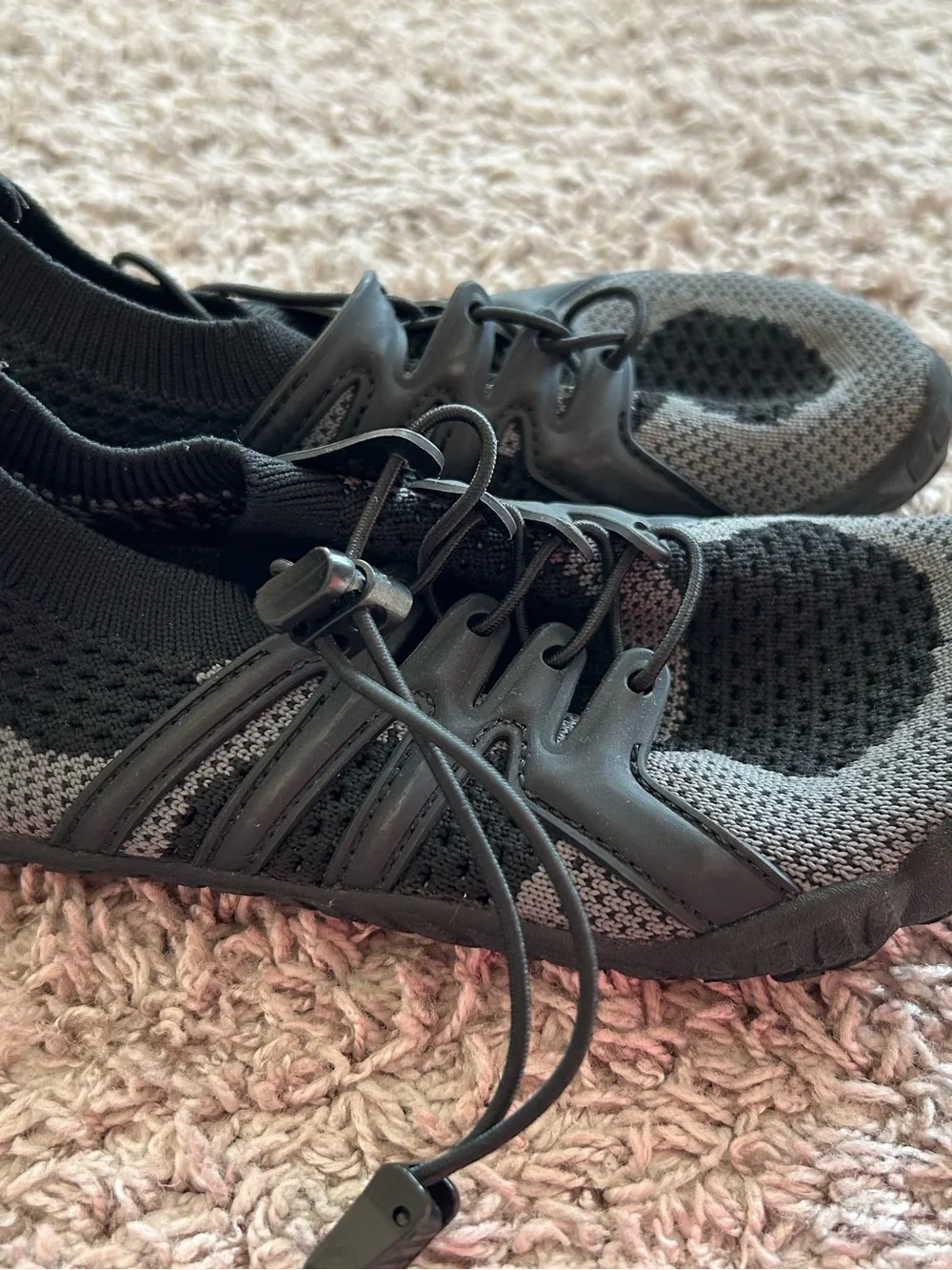 Kids Lightweight Black and Gray Knit Water Shoes